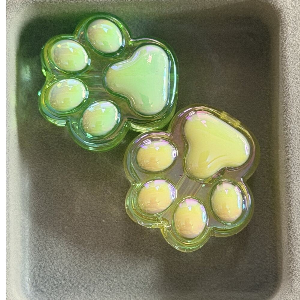 #8116 2 Piece Large Acrylic Pawprint Bead - for Beadable Items